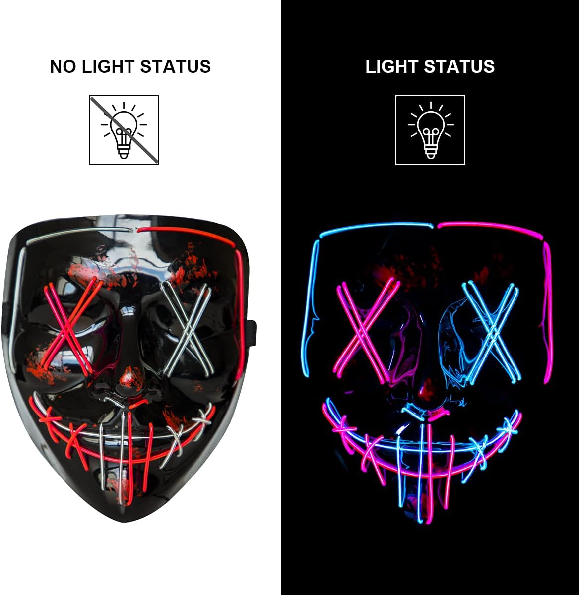 LED Light Up Halloween Mask