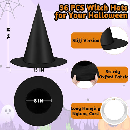 Witch Hats 12 PCS Hanging Halloween Decor with Rope