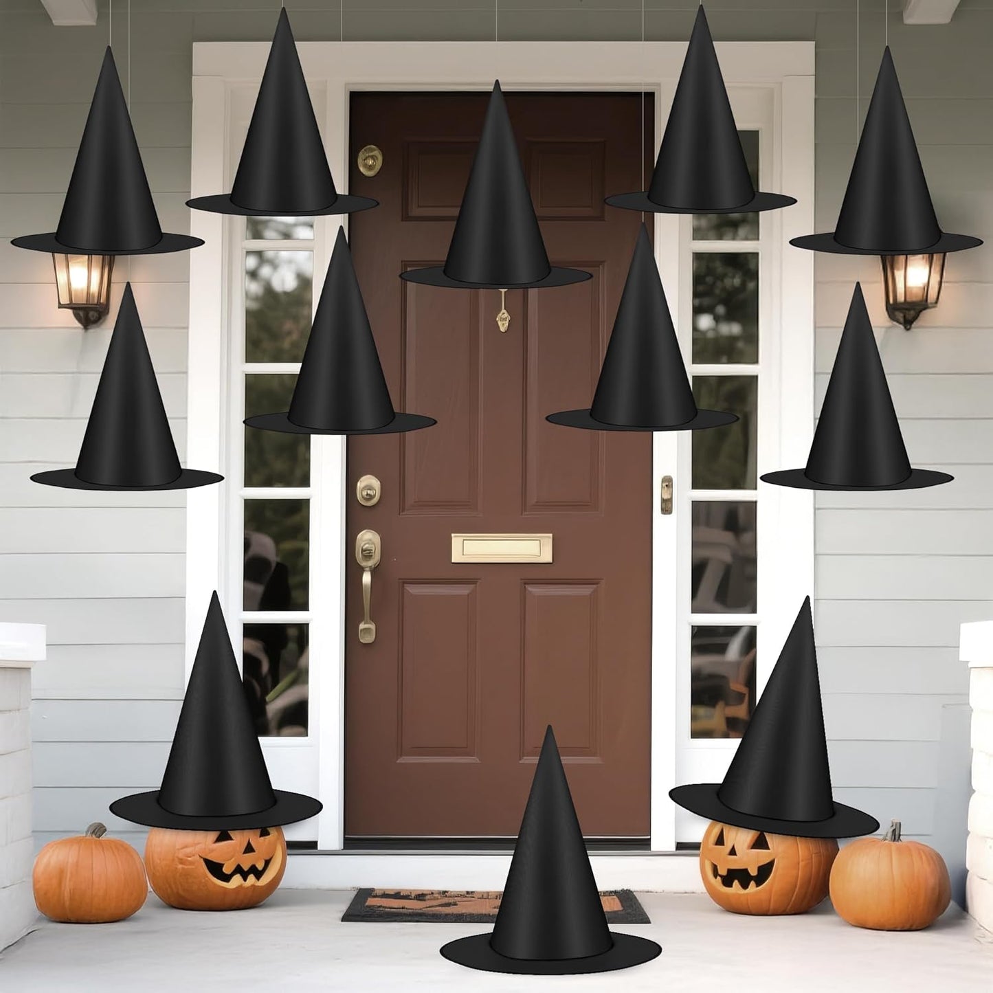 Witch Hats 12 PCS Hanging Halloween Decor with Rope