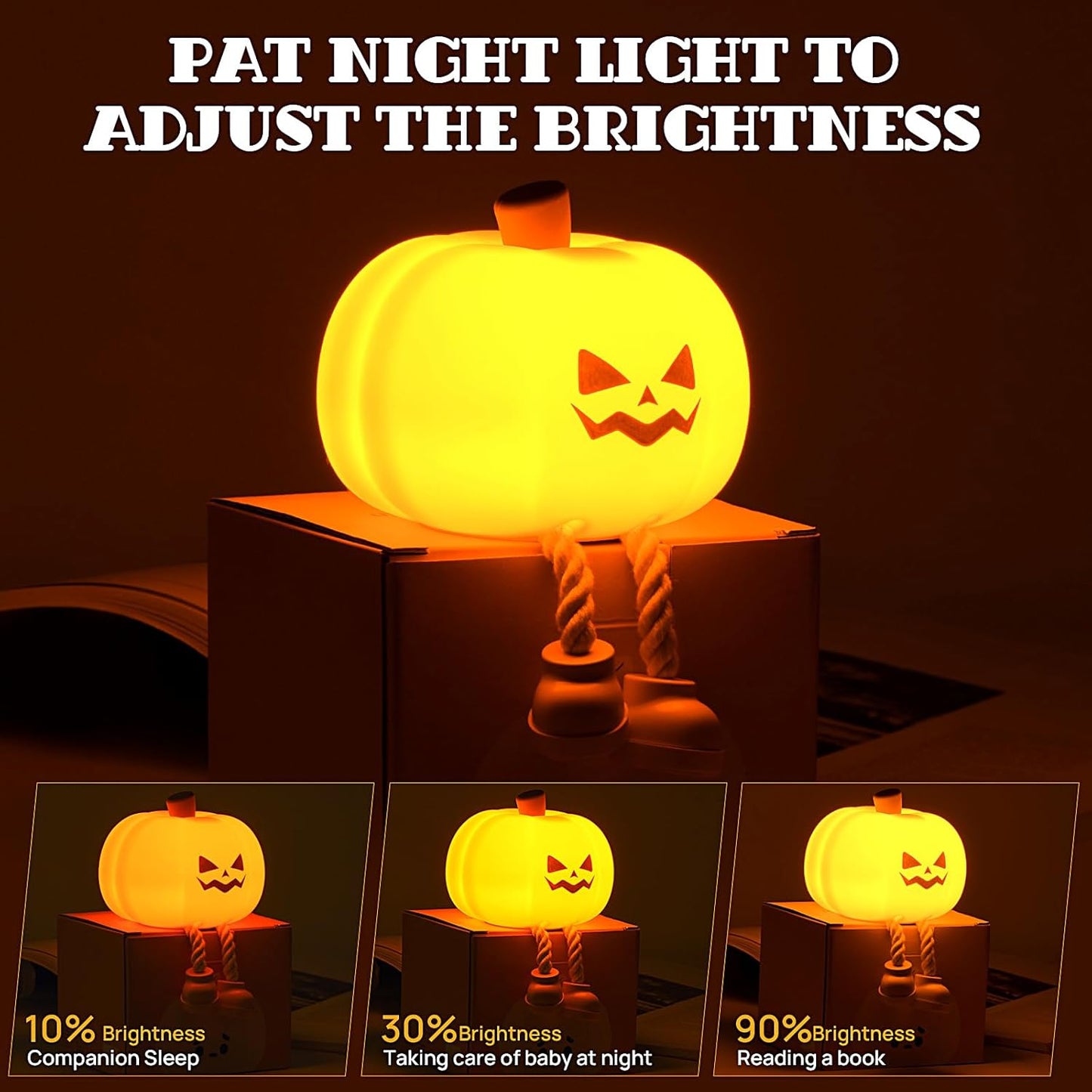 Pumpkin LED Night Light Silicone Rechargeable Touch Lamp