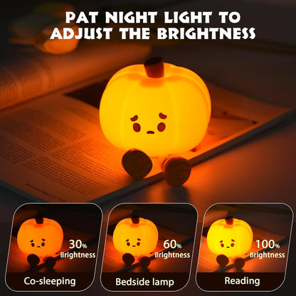 Pumpkin LED Night Light Silicone Rechargeable Touch Lamp